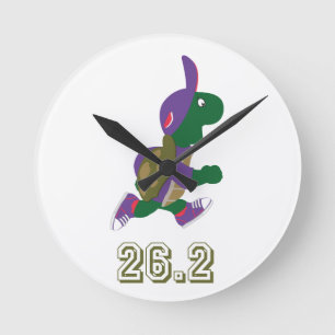 Marathon Turtle Runner in Purple Round Clock
