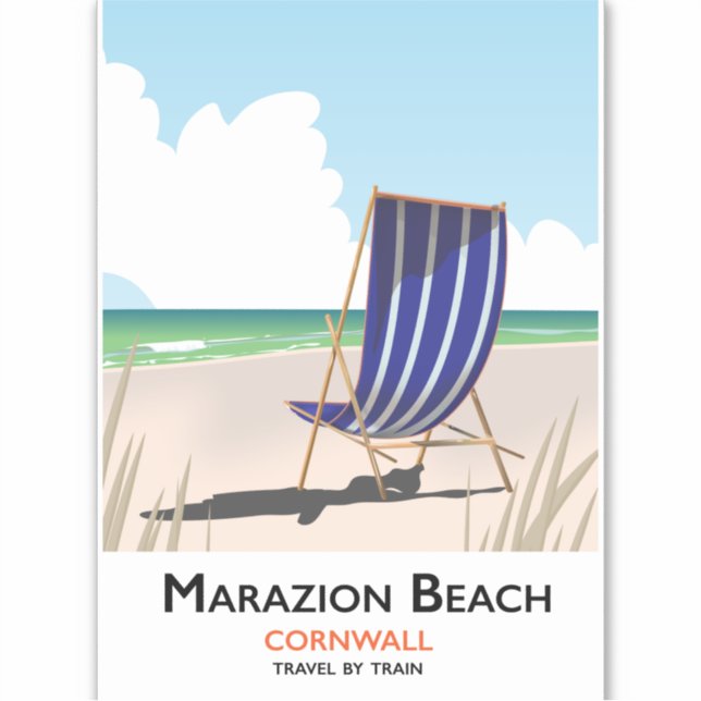 Marazion Beach Cornwall beach travel poster (Front)