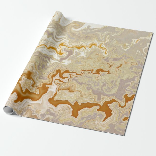 Marbelized Gold Wrapping Paper (Unrolled)