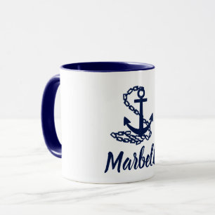 Marbella - Maritime Style Blue And White Mug
