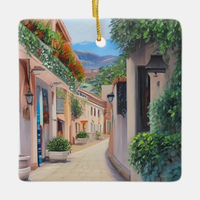 Marbella Old Town Ceramic Ornament (Front)