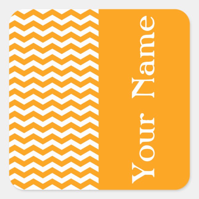 Marbella Orange Wave Chevron with name Square Sticker (Front)
