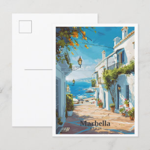 Marbella Spain Art Vintage Travel  Postcard