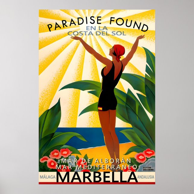 Marbella Spain Costa Del Sol Mediterranean Beach Poster (Front)