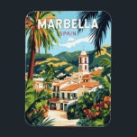 Marbella Spain Illustration Travel Art Vintage Magnet<br><div class="desc">Marbella retro vector travel design. Marbella,  a glamourous coastal city on Spain’s Costa del Sol,  is known for its golden beaches,  luxury resorts,  and vibrant nightlife.</div>