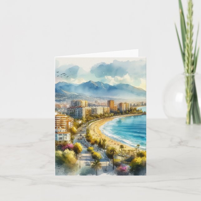 Marbella Spain Watercolor Card (Front)