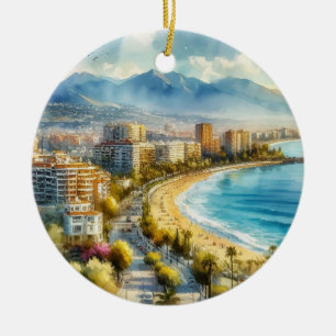 Marbella Spain Watercolor Ceramic Ornament