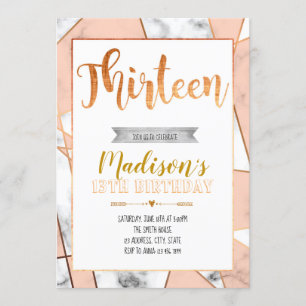 Marble 13th birthday  invitation