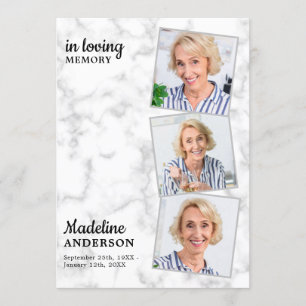 Marble 3 Photo Order Of Service Memorial Funeral Program