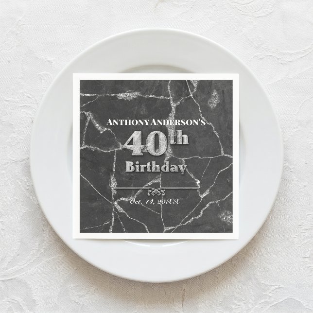 Marble 40th Birthday Party Napkin (Creator Uploaded)