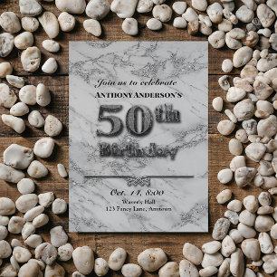 Marble 50th Birthday Party Invitation