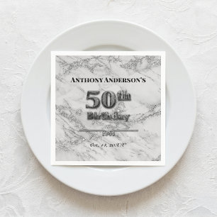 Marble 50th Birthday Party Napkin