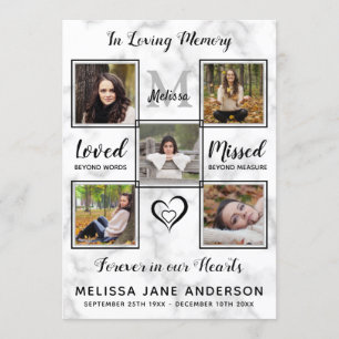 Marble 5 Photo Memorial Order Of Service Funeral Program