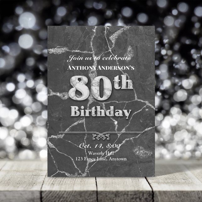 Marble 80th Birthday Party Invitation (Creator Uploaded)