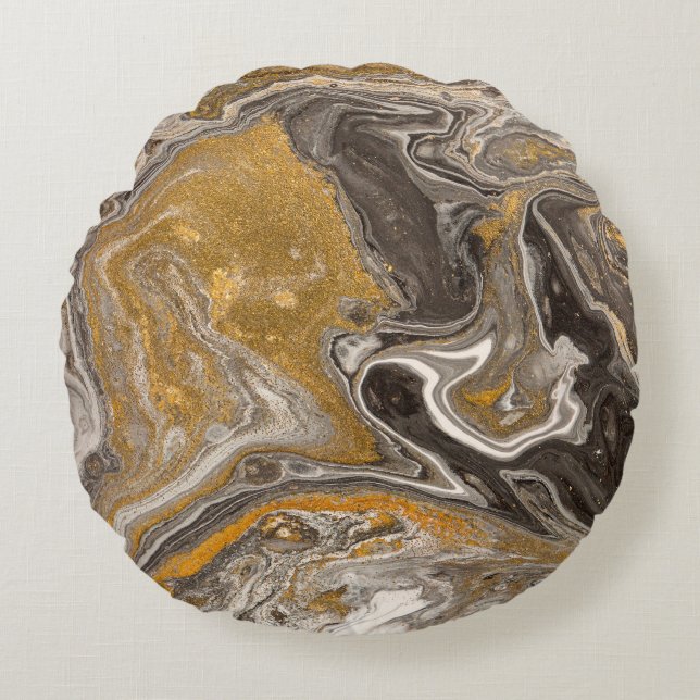 Marble abstract acrylic background. Nature marblin Round Cushion (Front)