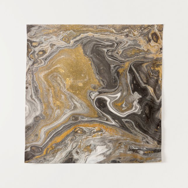 Marble abstract acrylic background. Nature marblin Tapestry (Front)