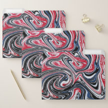 Marble Abstract Blue Black with Red Faux Glitter