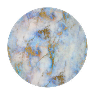 MARBLE ABSTRACT BLUE SKY METALLIC CUTTING BOARD