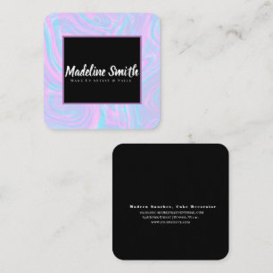 Marble Abstract Colourful Makeup Artist Salon Square Business Card