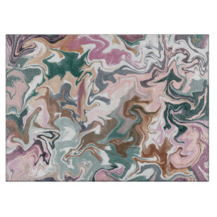 Marble Abstract Green and Pink Cutting Board 