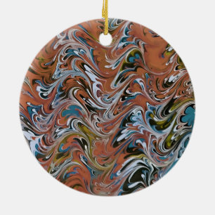 Marble Abstract In Red Ceramic Tree Decoration