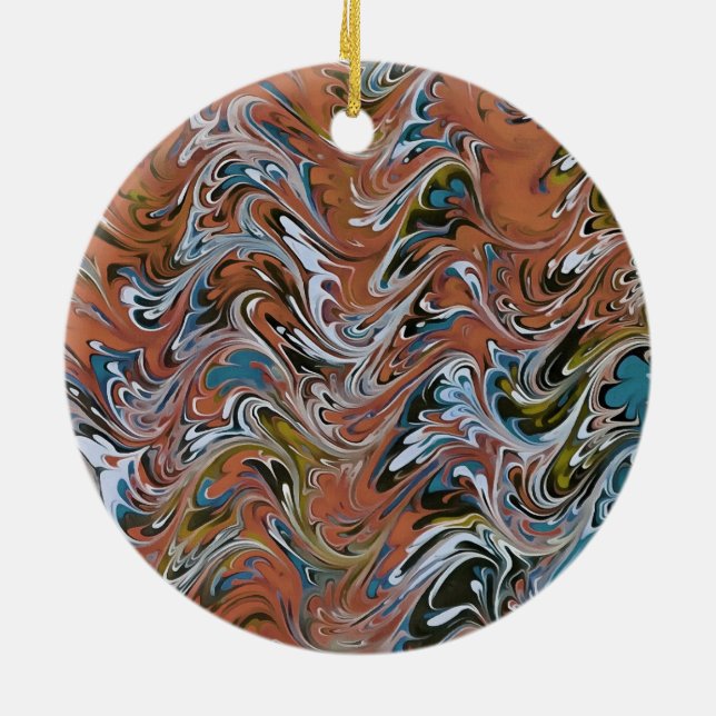 Marble Abstract In Red Ceramic Tree Decoration (Back)
