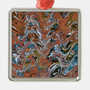 Marble Abstract In Red Metal Tree Decoration