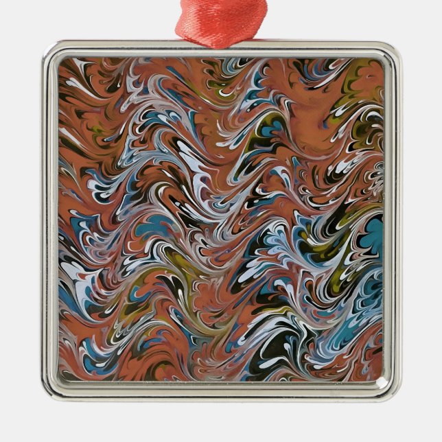 Marble Abstract In Red Metal Tree Decoration (Front)