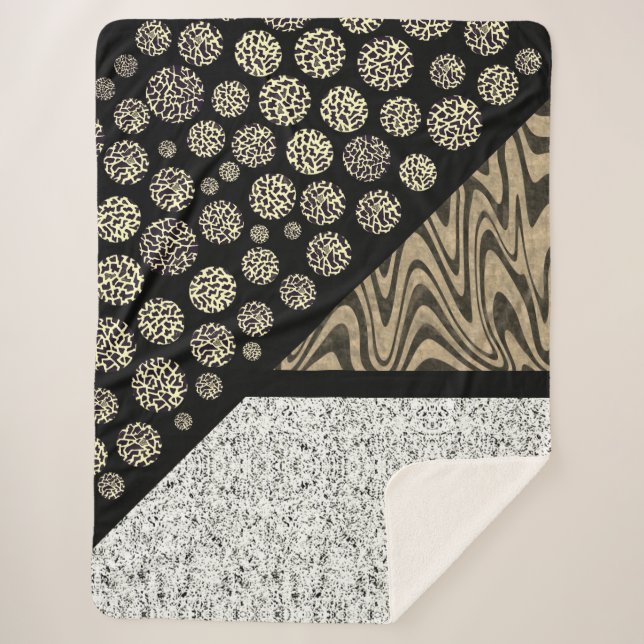 Marble Abstract Leopard Black Sherpa Blanket (Front)