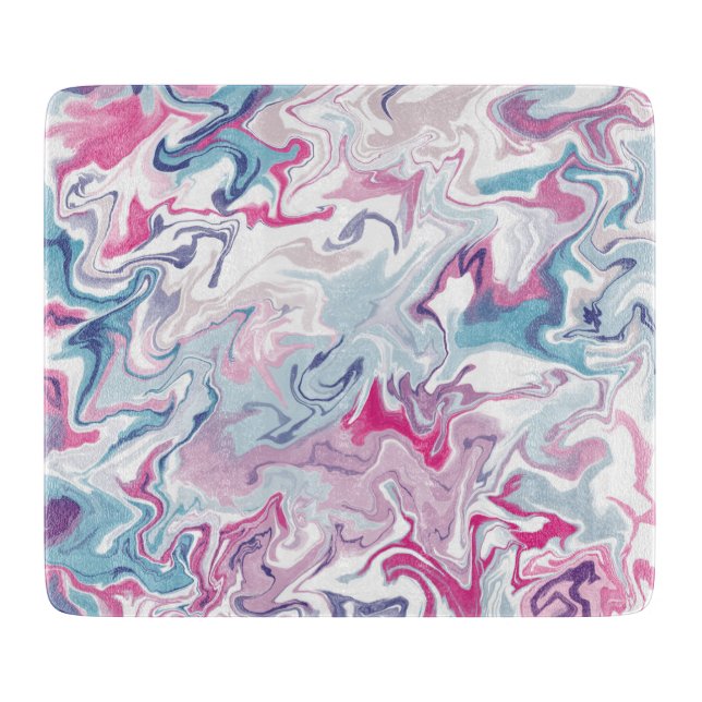 Marble Abstract Pink and Blue Cutting Board  (Front)