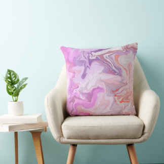Marble Abstract Pink Throw Pillow – Modern Liquid 