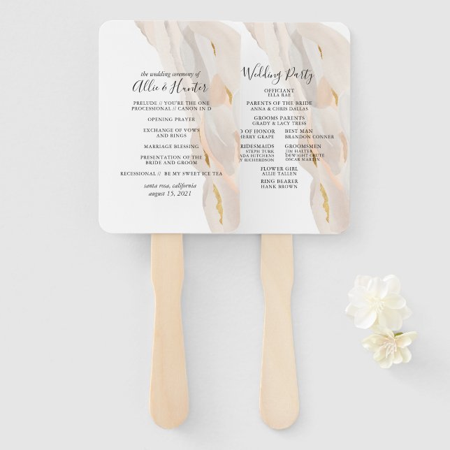 Marble Abstract Wedding Program Fan (Front and Back)
