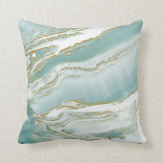 Marble Accent Pillow - Turquoise / Teal & Gold