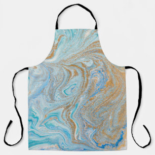 Marble acrylic background, blue with golden glitte apron