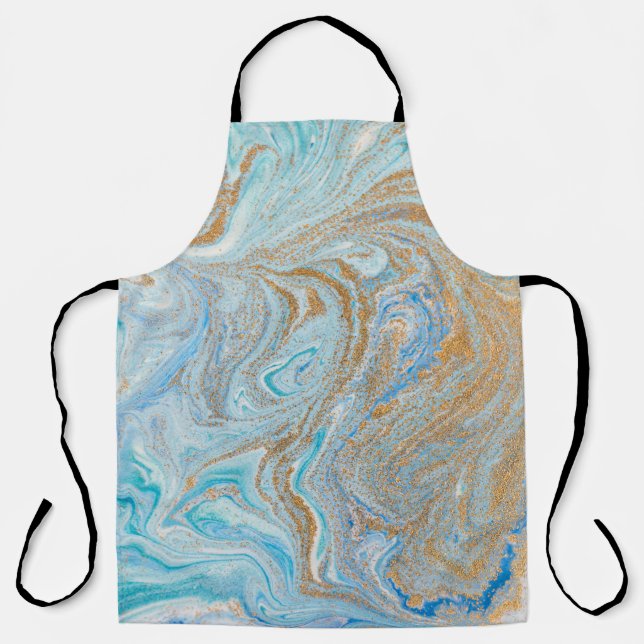 Marble acrylic background, blue with golden glitte apron (Front)