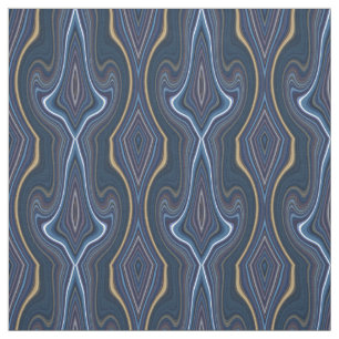 Marble Agate Blue Gold Swirling Chic Pattern Fabric