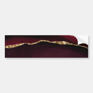 Marble Agate Chic Black Purple Gold Glitter Bumper Sticker