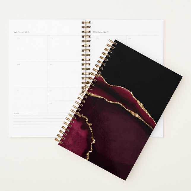 Marble Agate Chic Black Purple Gold Glitter Planner (Display)