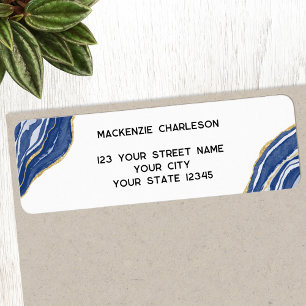 Marble Agate Geode Blue Return Address Label