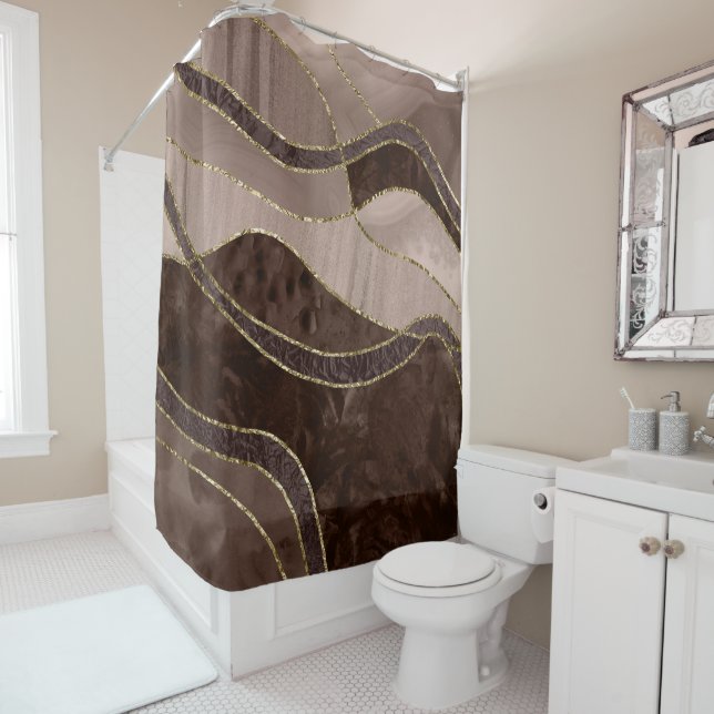 Marble Agate Gold Glam 4 - landscape Shower Curtain (In Situ)