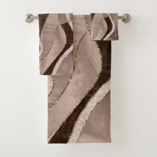 Marble Agate Gold Glam 5 Bath Towel Set