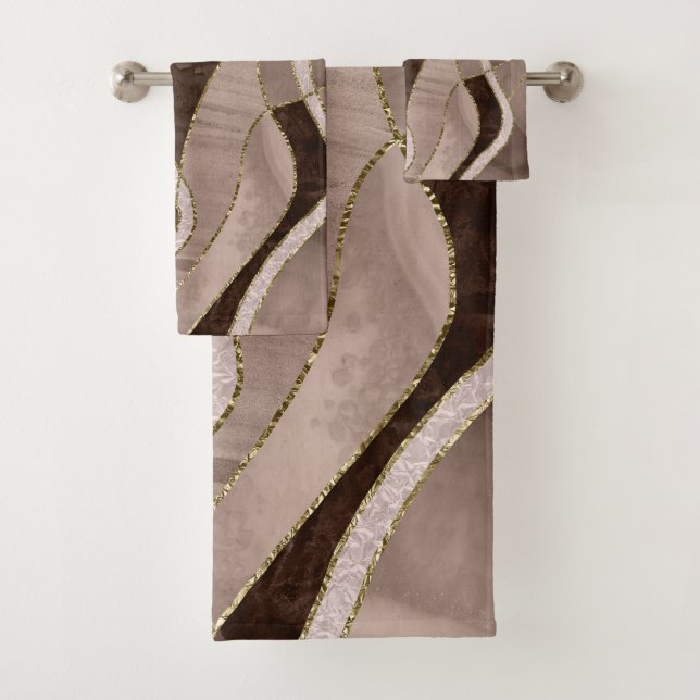 Marble Agate Gold Glam 5 Bath Towel Set (Insitu)