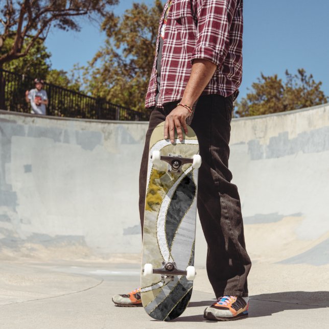 Marble Agate Gold Glam 7 Skateboard (Outdoor 2)