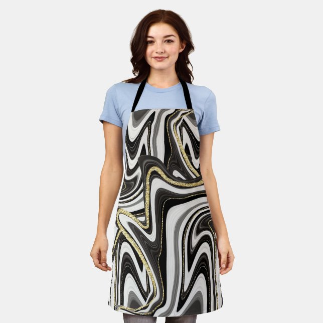  MARBLE AGATE GOLD GLITTER GLAM APRON (Worn)