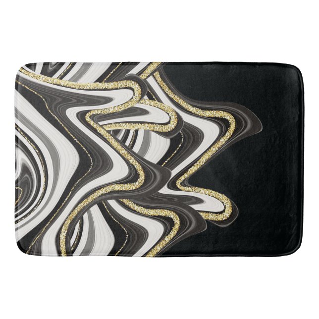MARBLE AGATE GOLD GLITTER GLAM BATH MAT (Front)