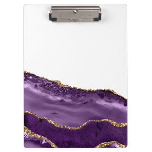 Marble Agate Golden Glitter Accents Chic Glam Clipboard