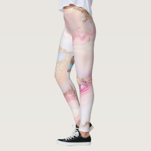 Marble Agate Popular Blue Pink Gold Collection Leggings