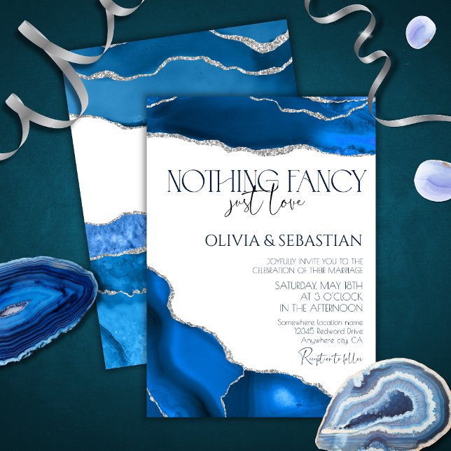 Marble Agate Royal blue wedding Invitation (Creator Uploaded)