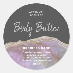 Marble agate script body butter label