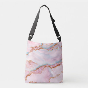 Marble Agate Trendy Blue Pink Gold Collection Crossbody Bag